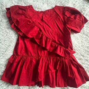 Habitual‎ Girl Red Ruffle Peplum Top Size 10 Short Sleeve Flutter Tiered Blouse